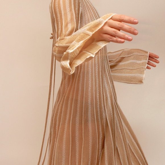 M MISSONI SHEER GOLD METALLIC PLEATED DISCO DRESS - Picture 4 of 10